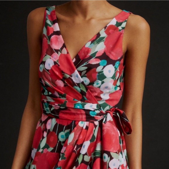 Hutch Floral Wrap Asymmetrical Dress Ruffles V Neck Size Medium - Picture 8 of 11